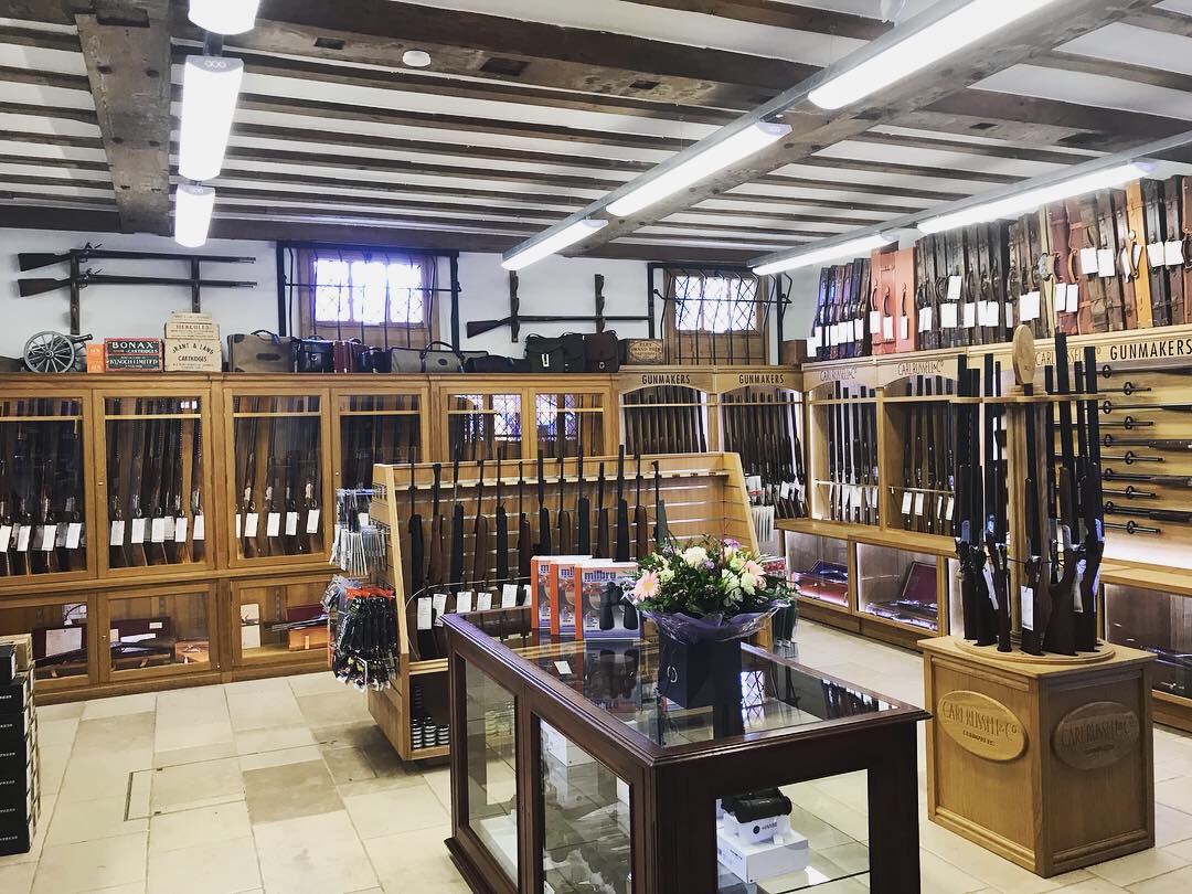 Carl Russell opens a new country clothing store at Hatfield House, this is the gun room